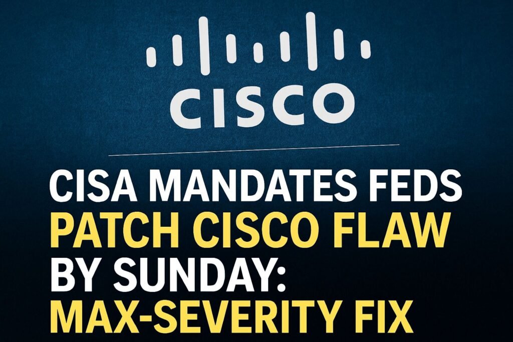 CISA Mandates Feds Patch Cisco Flaw by Sunday: Max-Severity Fix CISA Mandates Feds Patch Cisco Flaw by Sunday: Max-Severity Fix